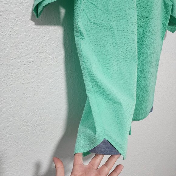 Men's Short Sleeve Button Up Shirt Mint Color Size Small Textured Fabric New - Picture 7 of 9